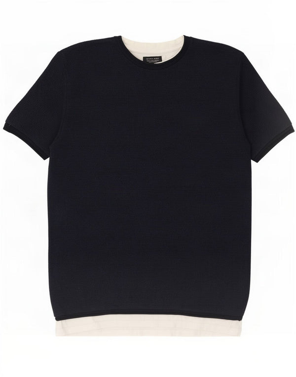 Zara T-Shirt Homme Top Large Bleu Marine Colourblock