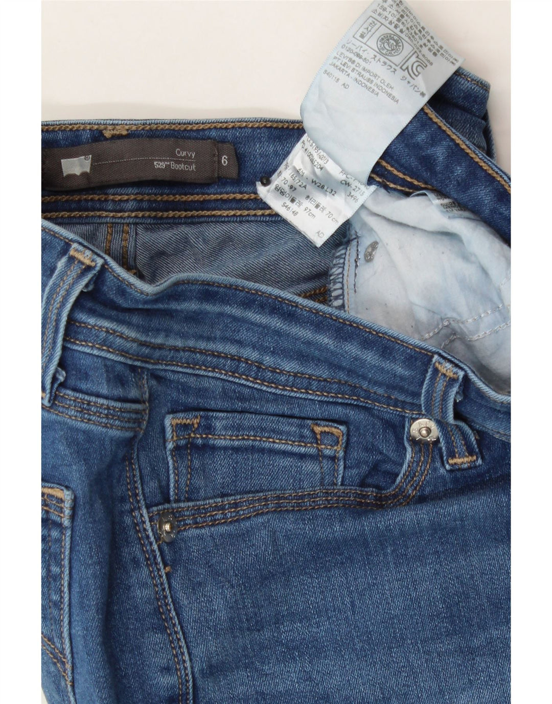 LEVI'S Womens 529 Curvy Bootcut Jeans W28 L32 Blue Cotton Vintage Levi's and Second-Hand Levi's from Messina Hembry 