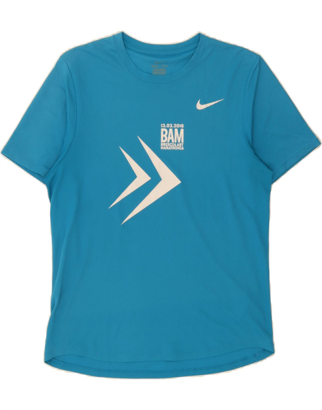 NIKE Mens Dri Fit Graphic T-Shirt Top Large Blue Polyester Vintage Nike and Second-Hand Nike from Messina Hembry 