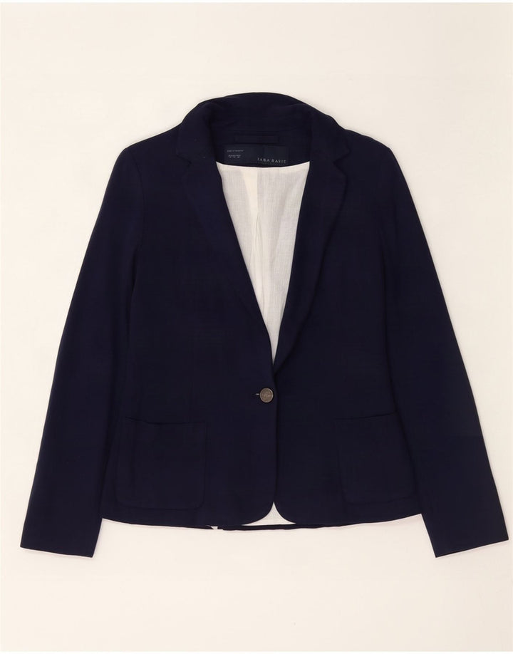 Jaqueta blazer feminina Zara com 1 botão Reino Unido 10 pequena azul marinho