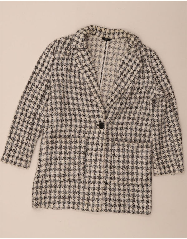 M&Co Chaqueta tipo blazer de 1 botón para mujer UK 44 Mediana Pata de gallo blanca