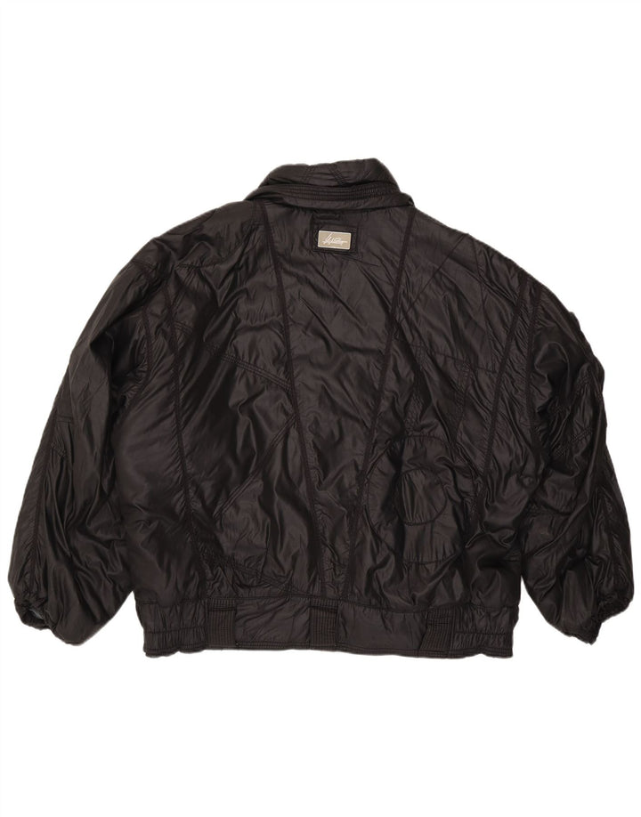 Vintage Womens Bomber Jacket IT 52 XL Black Polyamide