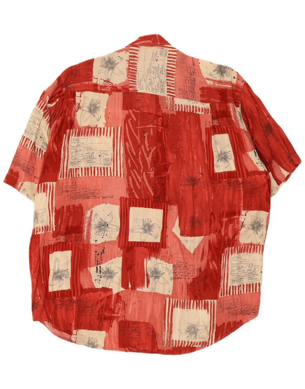 Vintage kortærmet herreskjorte Stor rød patchwork