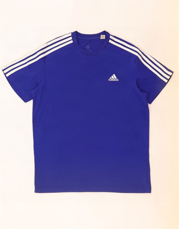 Adidas férfi póló felső, közepes kék pamut