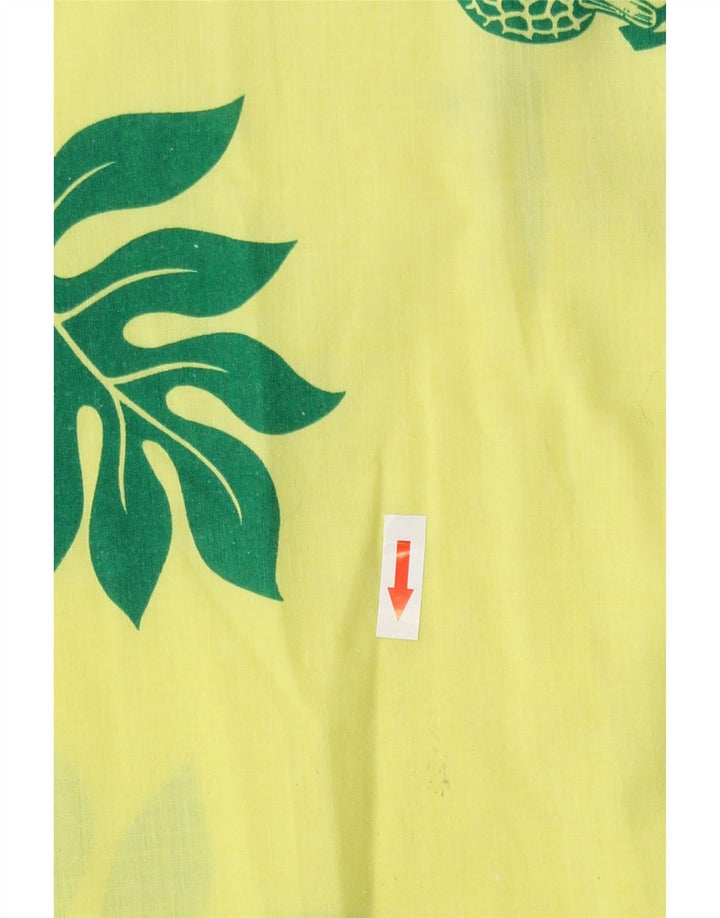 Vintage Mens Short Sleeve Shirt Medium Yellow Floral