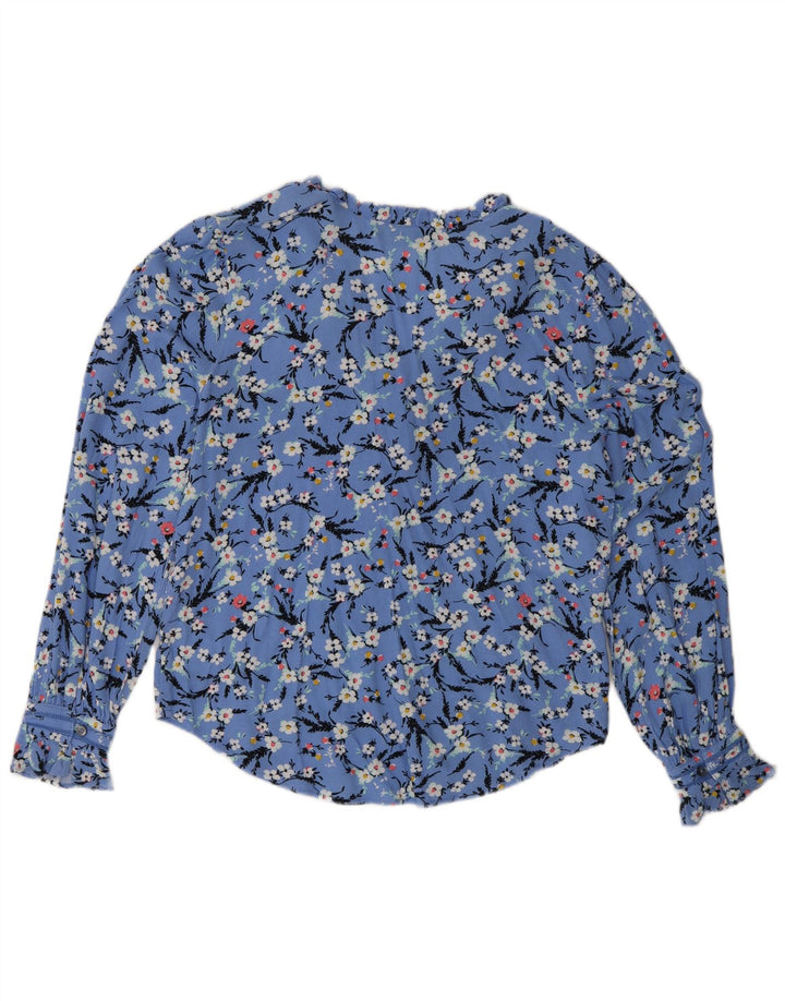 Marks & Spencer Womens Oversized Shirt Blouse UK 8 Small Blue Floral