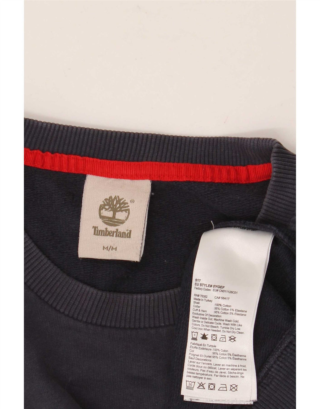 Timberland Mens Graphic Sweatshirt Jumper Medium Navy Blue Cotton
