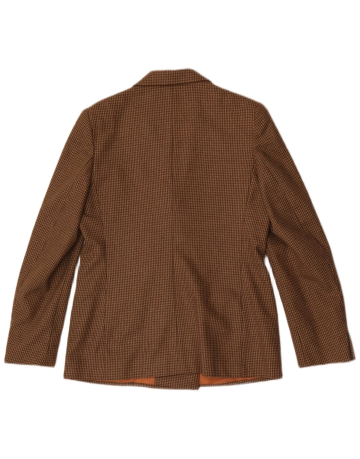 Vintage Womens Double Breasted Blazer Jacket UK 12 Medium Brown Houndstooth