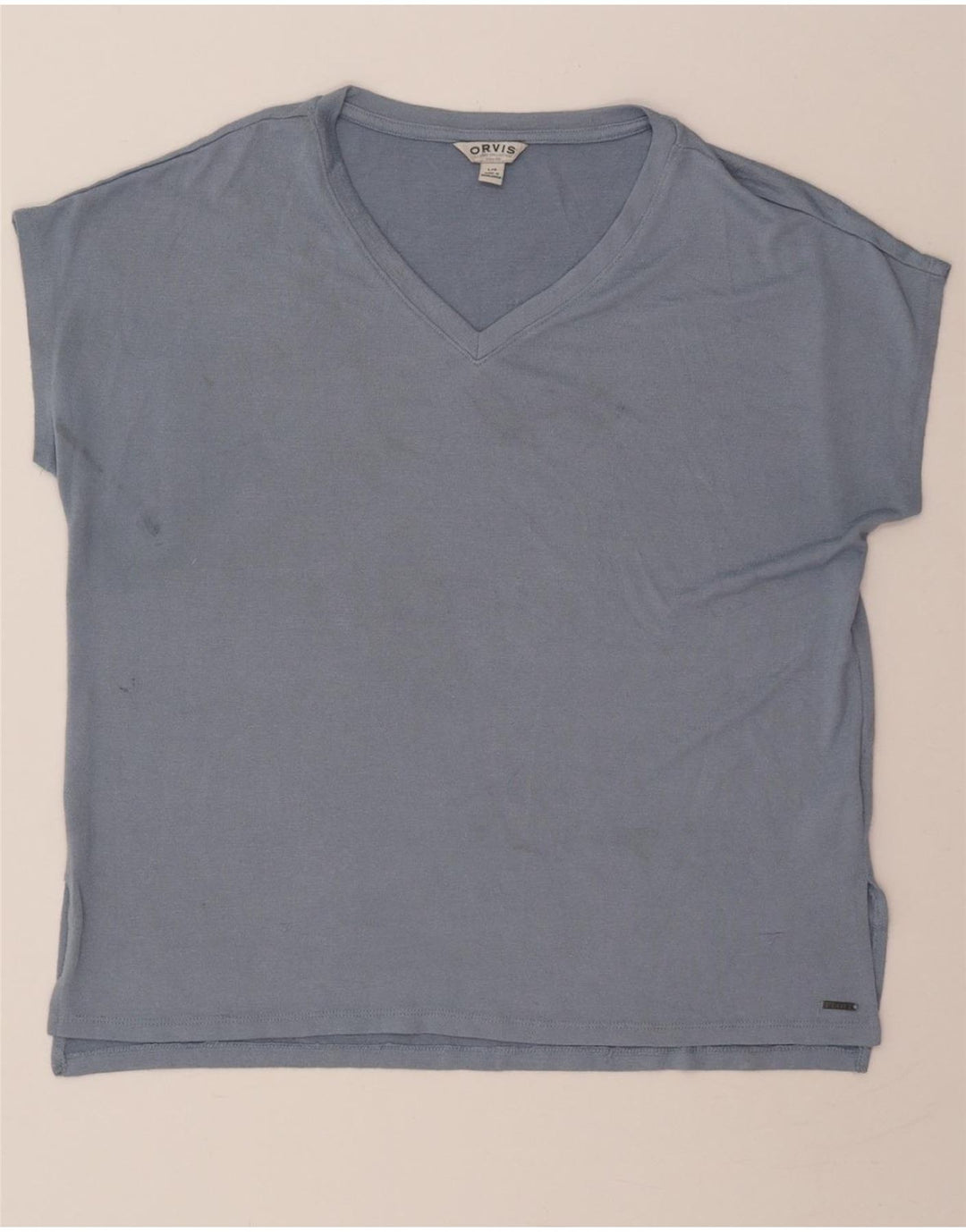 ORVIS Womens Oversized T-Shirt Top UK 16 Large Blue Polyester Vintage Orvis and Second-Hand Orvis from Messina Hembry 