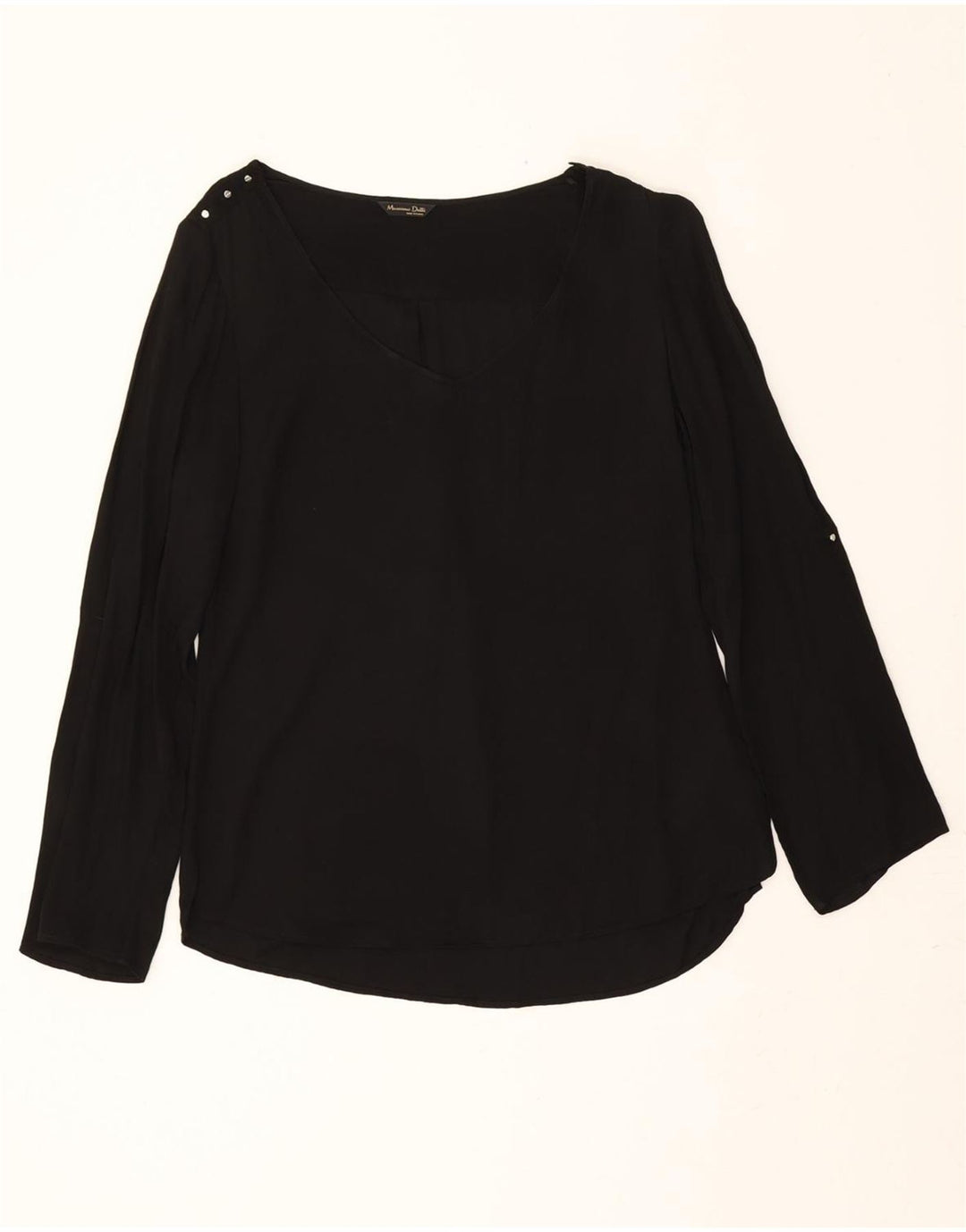 MASSIMO DUTTI Womens Top Long Sleeve EU 38 Small Black Viscose Vintage Massimo Dutti and Second-Hand Massimo Dutti from Messina Hembry 