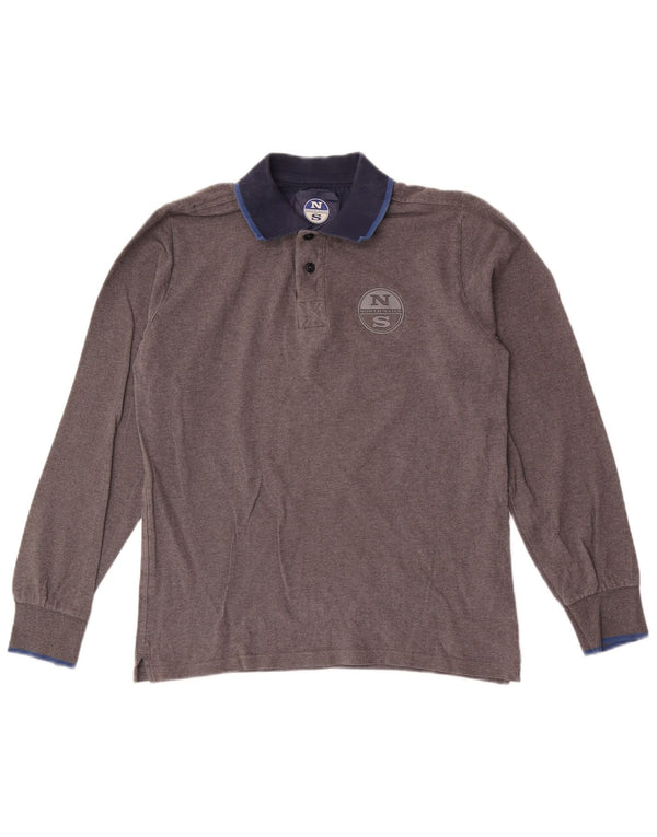 North Sails Mens Long Sleeve Rugby Polo Shirt Small Grey Cotton