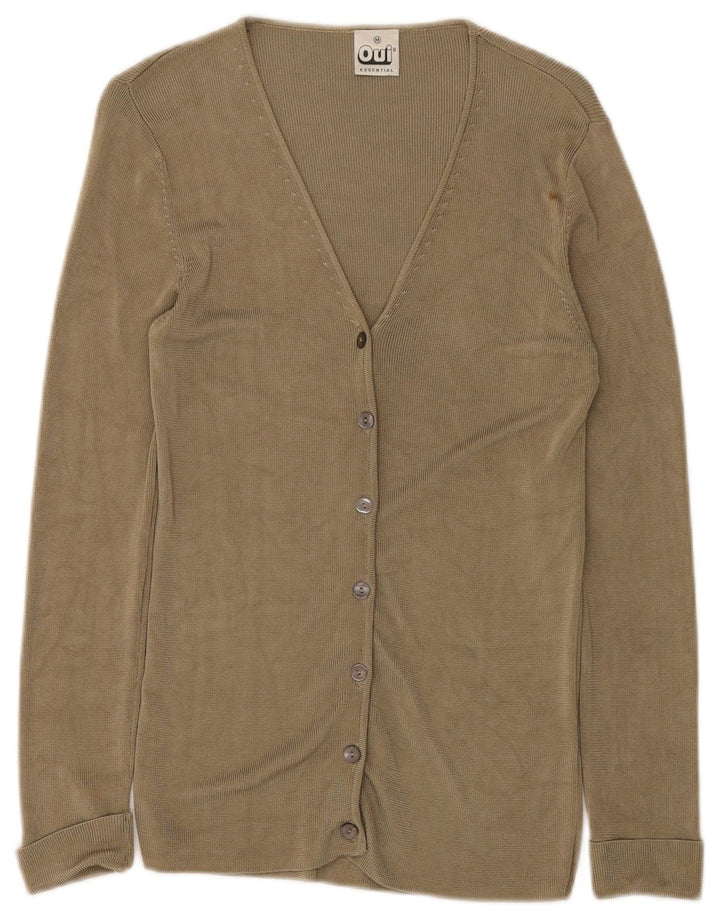Oui Womens Cardigan Sweater UK 12 Medium Khaki Viscose