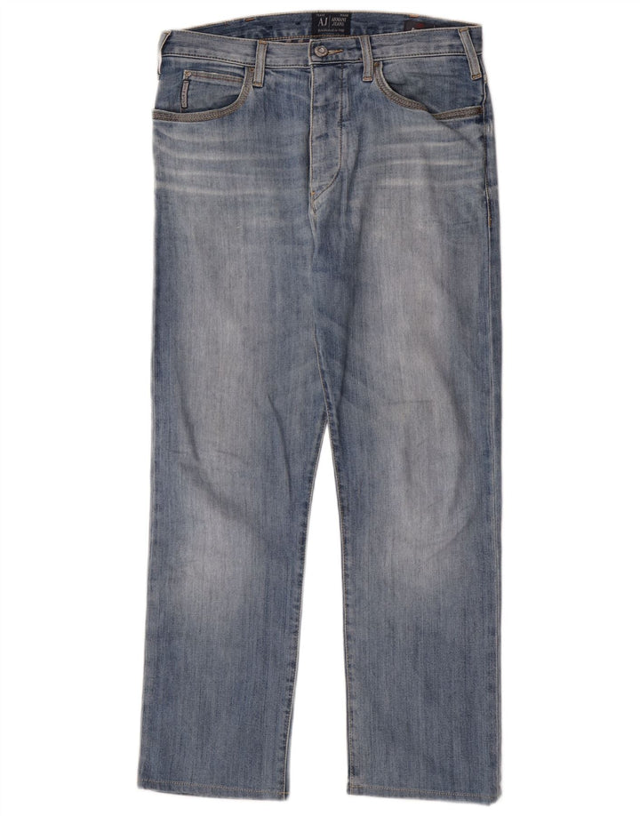 Armani Mens Straight Jeans W32 L28 Blue Cotton