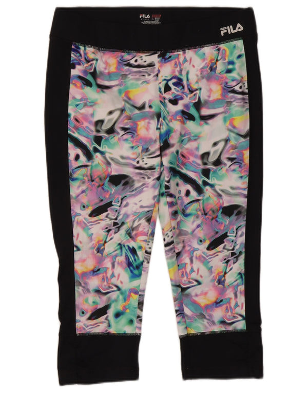 Fila Legging Capri à motif abstrait pour femme UK 14 Large Noir Polyester
