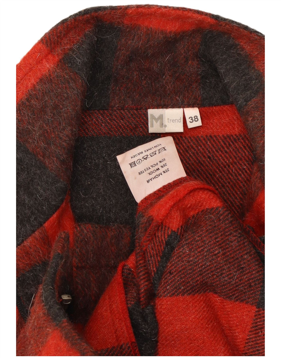TREND Mens Bomber Jacket UK 38 Medium Red Check Polyester
