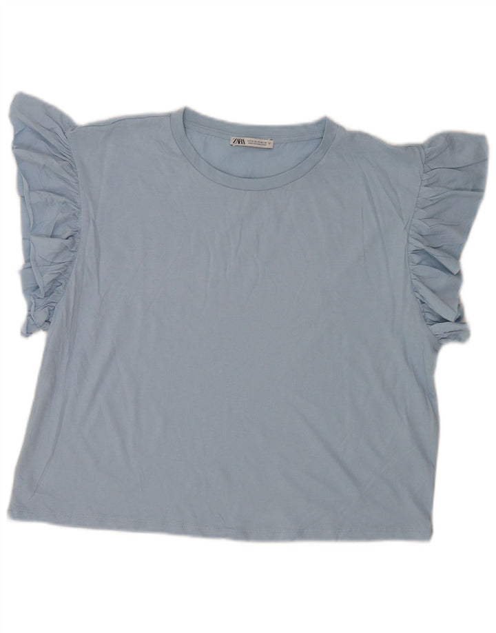 Top in camicetta da donna Zara UK 14 cotone blu medio