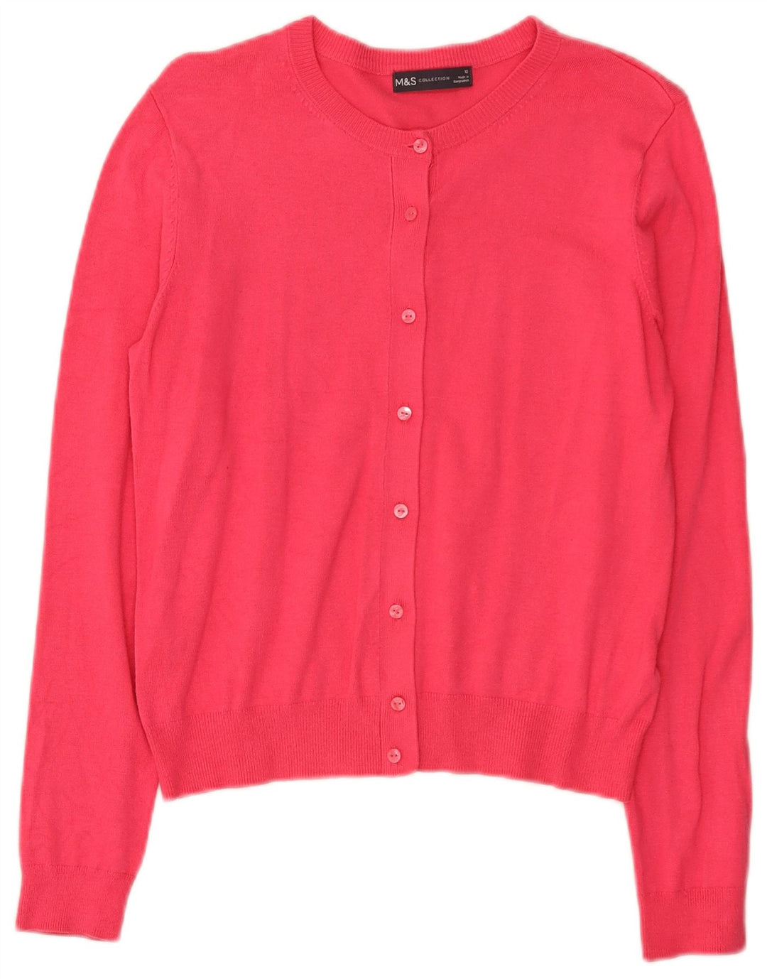 Marks & Spencer Womens Cardigan Sweater UK 12 Medium Pink Viscose