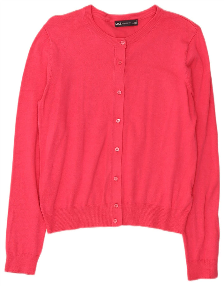 Marks & Spencer Womens Cardigan Sweater UK 12 Medium Pink Viscose