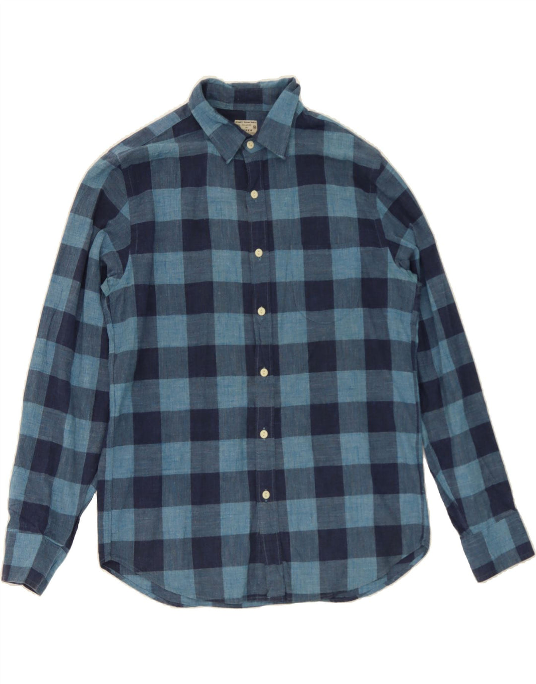 J. CREW Mens Tailored Fit Shirt Medium Blue Check Cotton Vintage J. Crew and Second-Hand J. Crew from Messina Hembry 