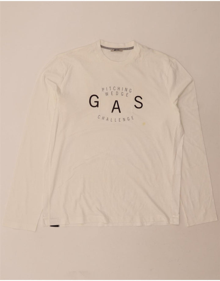 GAS Mens Graphic Top Long Sleeve 3XL White Cotton Vintage Gas and Second-Hand Gas from Messina Hembry 