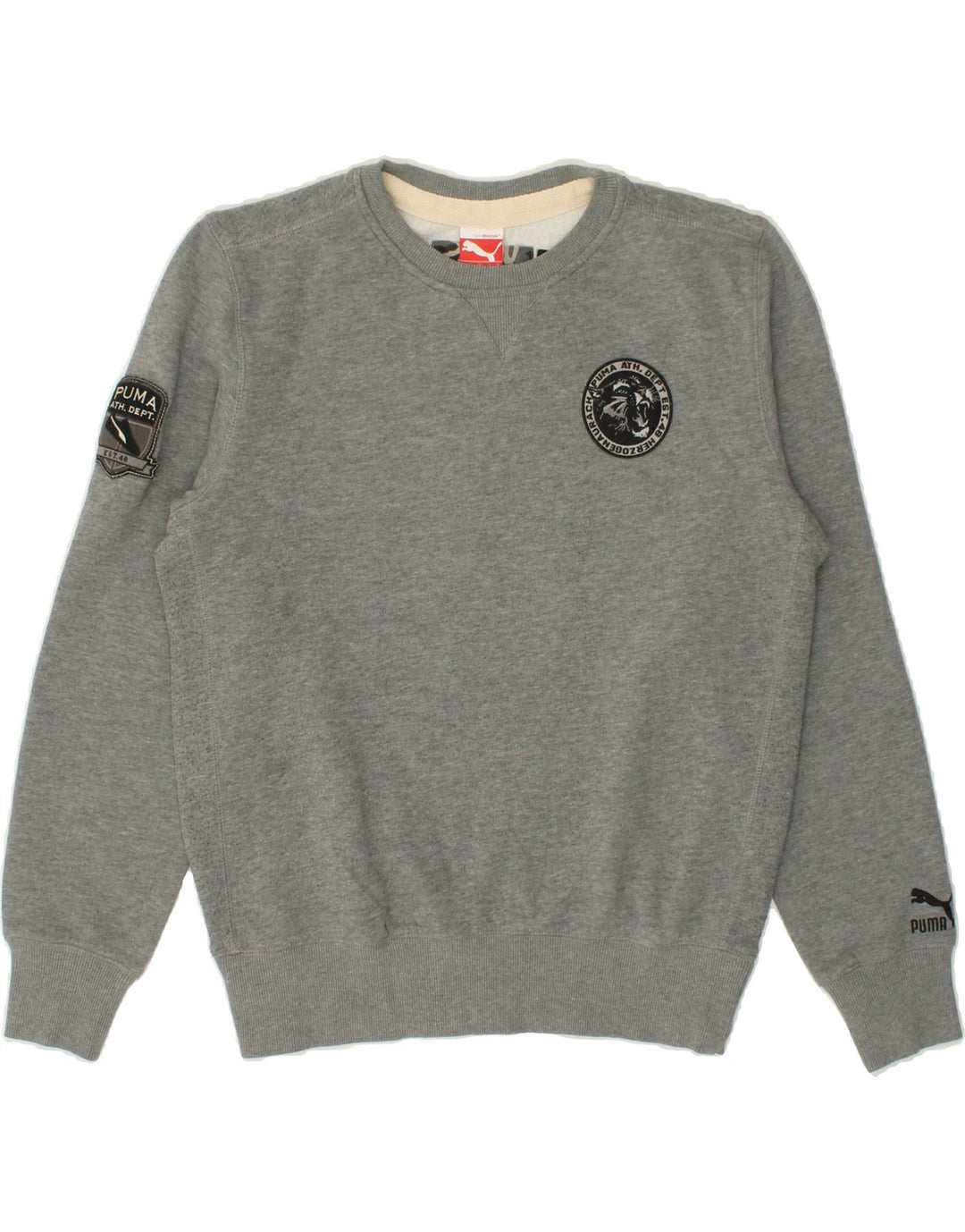 PUMA Mens Graphic Sweatshirt Jumper Medium Grey Vintage Puma and Second-Hand Puma from Messina Hembry 