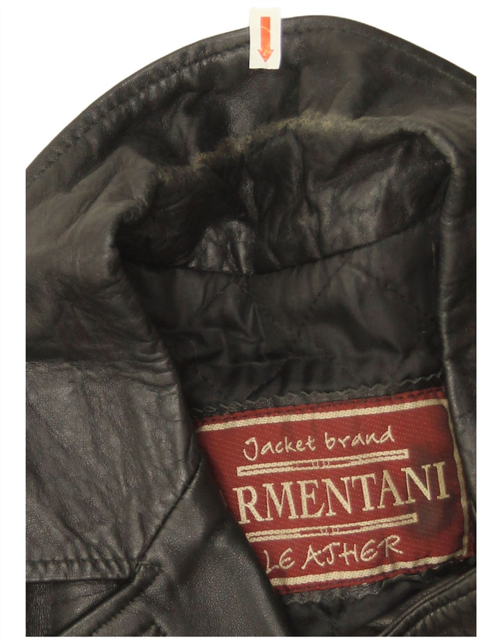 Giacca in pelle da donna vintage UK 14 in pelle nera media