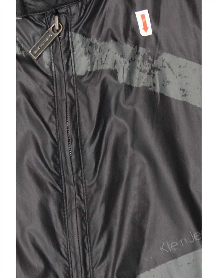 Calvin Klein Jeans Mens Graphic Rain Jacket UK 40 Large Black Polyamide