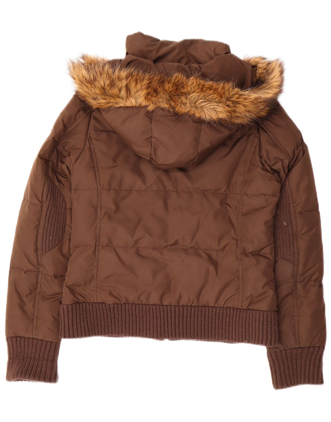 Miss Sixty Womens Hooded Padded Jacket UK 10 Small Brown Polyamide
