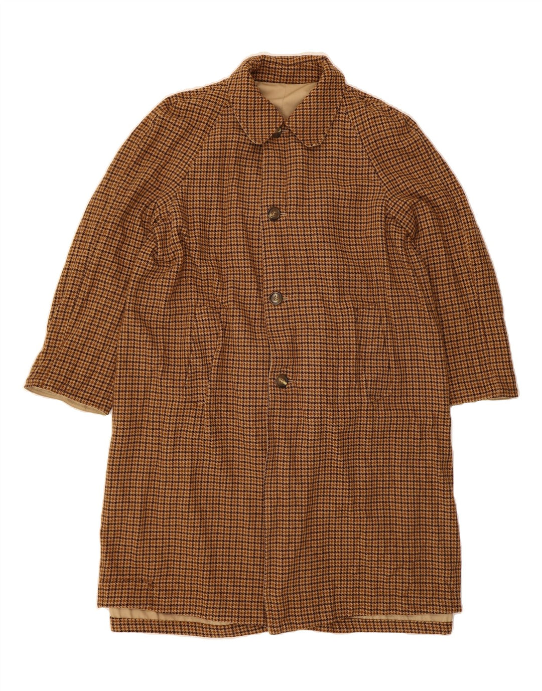 TREND IN TREVIRA Mens Reversible Overcoat UK 38 Medium Beige Polyester
