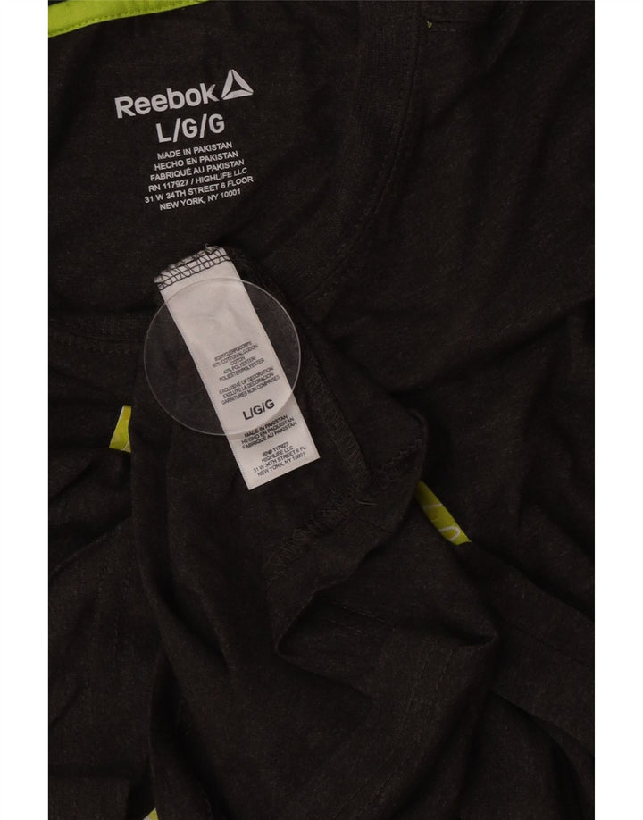 Reebok Mens Graphic T-Shirt Top Large Grey Cotton