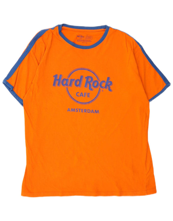 Hard Rock Cafe Herre Amsterdam Grafisk T-Shirt Top Stor Orange Colourblock