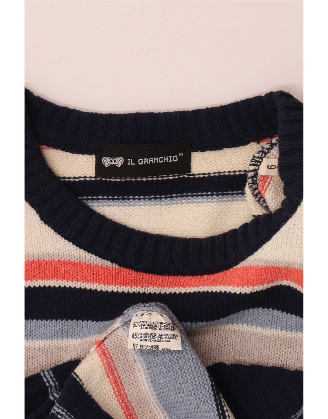 Il Granchio Mens Crew Neck Jumper Sweater Large Multicoloured Striped
