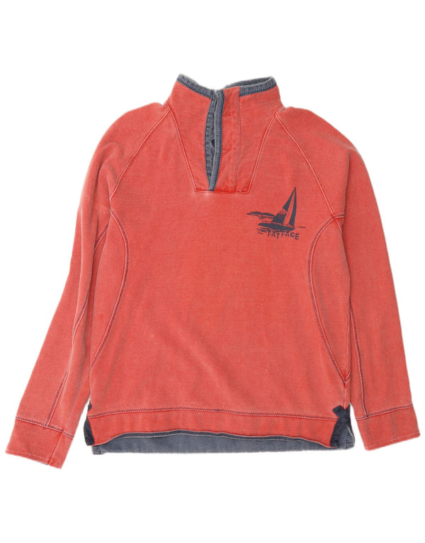Fat Face Mens Graphic Zip Neck Sweatshirt Jumper Small Red Cotton