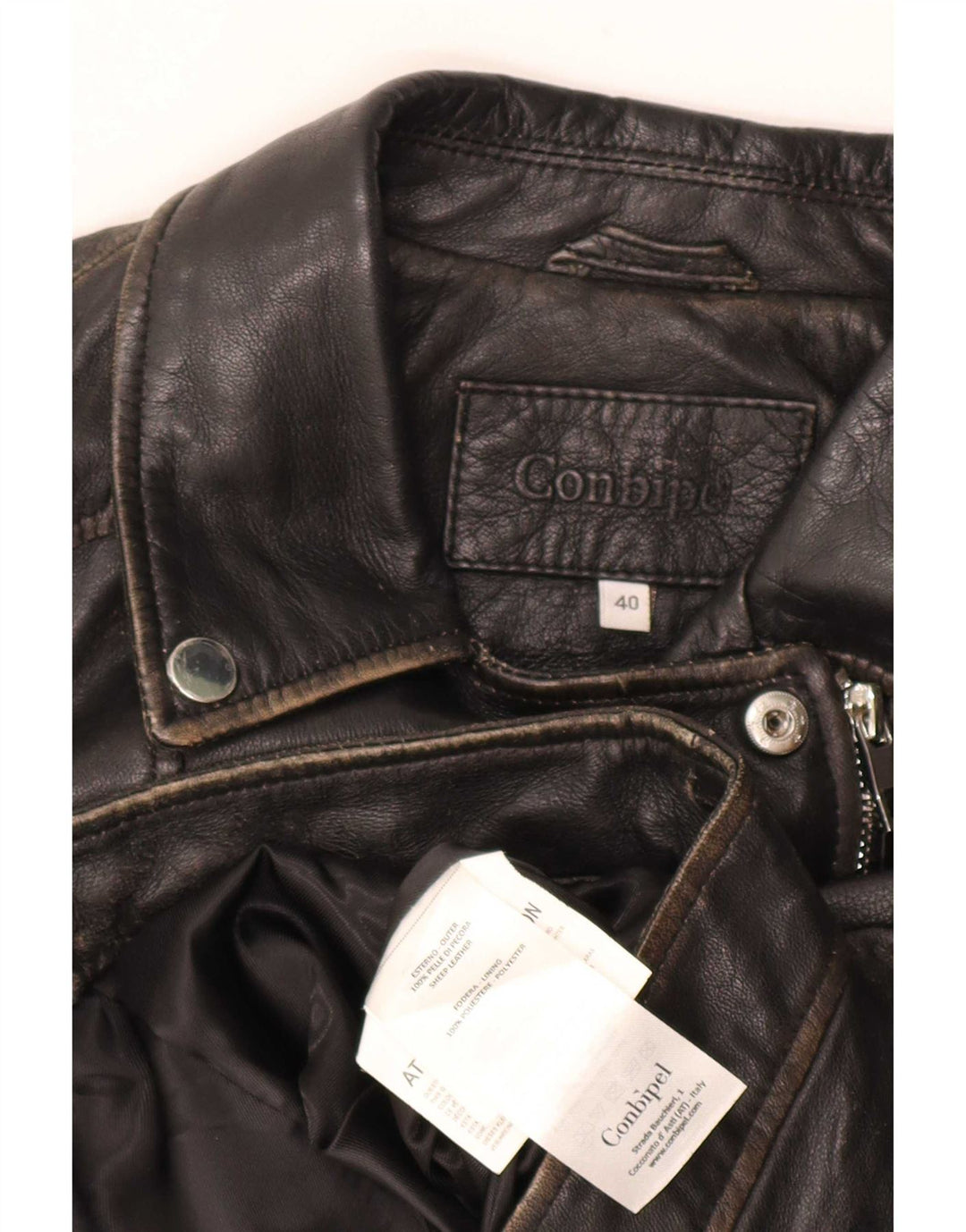Chaqueta motociclista de cuero corta para mujer Conbipel IT 40 Small Black