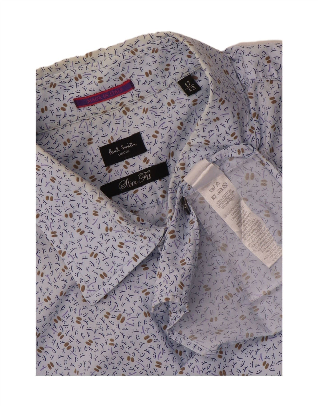 Paul Smith Herre abstrakt mønster Slim Fit skjorte størrelse 43 17 Medium Blue