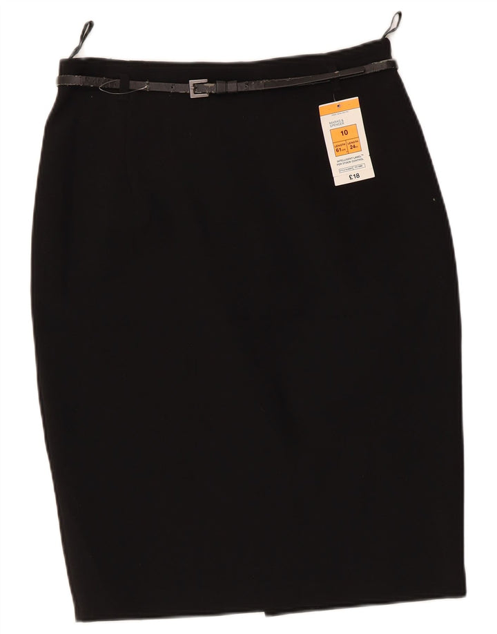 Marks & Spencer Womens Pencil Skirt UK 10 Small W28 Black Polyester