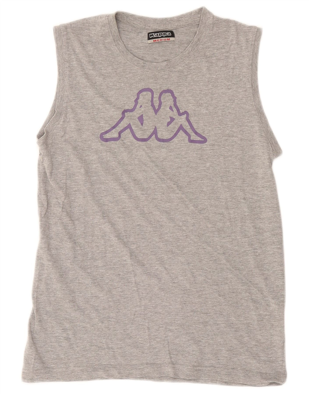 Kappa Womens Graphic Vest Top UK 14 Medium Grey Cotton
