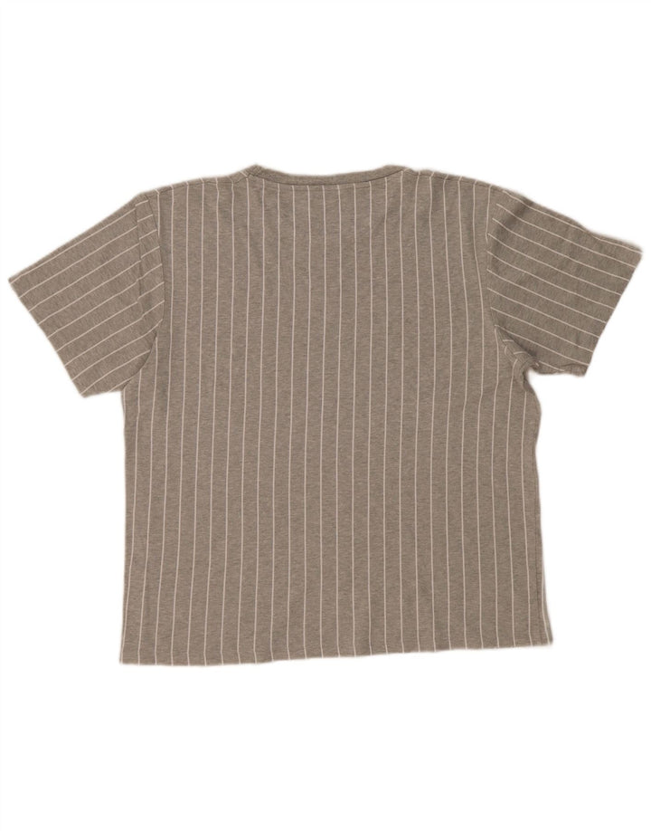 ZARA Mens T-Shirt Top Large Grey Striped