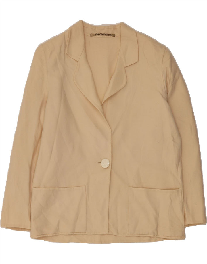 BIFFI Womens 1 Button Blazer Jacket IT 42 Medium Beige Wool Vintage Biffi and Second-Hand Biffi from Messina Hembry 