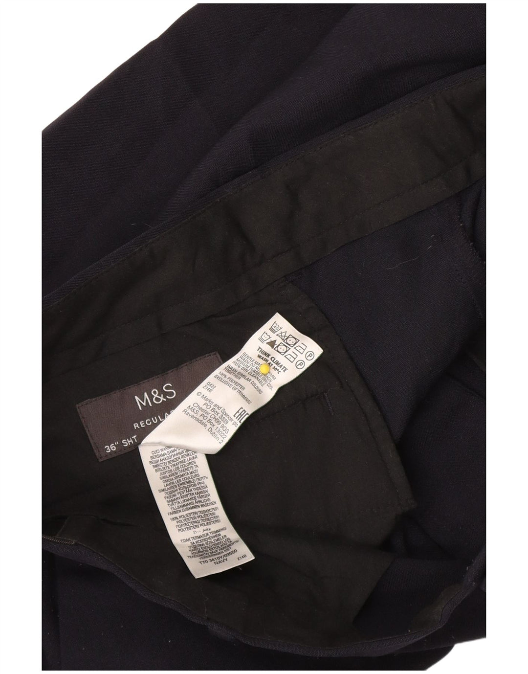 Pantaloni chino vestibilità regolare da uomo Marks & Spencer W36 L27 poliestere blu navy