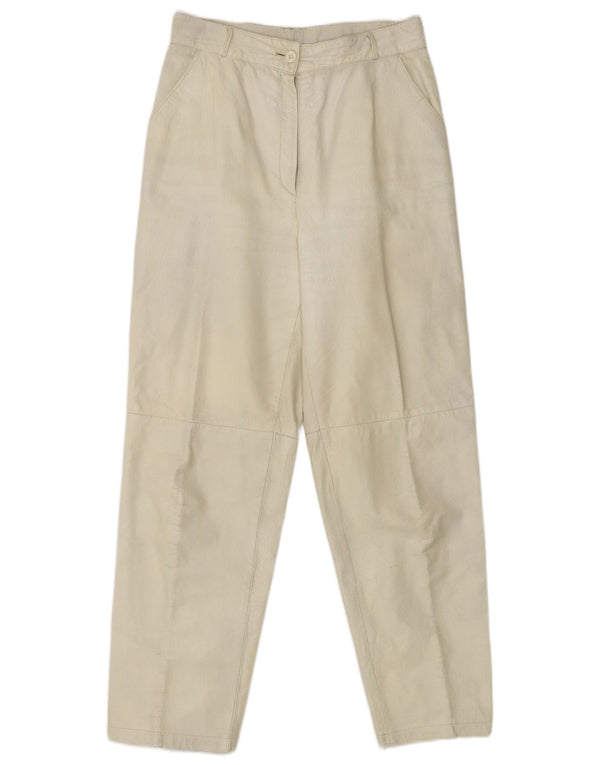 Vintage Damen Freizeithose mit hoher Taille IT 38 XS W25 L28 Off White