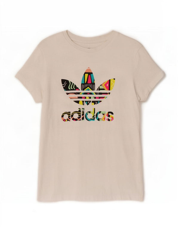 Adidas Mädchen T-Shirt mit Grafik, 13–14 Jahre, Größe L, weiße Baumwolle