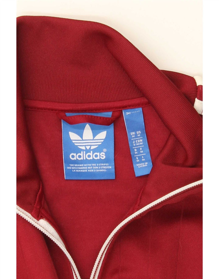 Adidas Mens Tracksuit Top Jacket Medium Burgundy Colourblock
