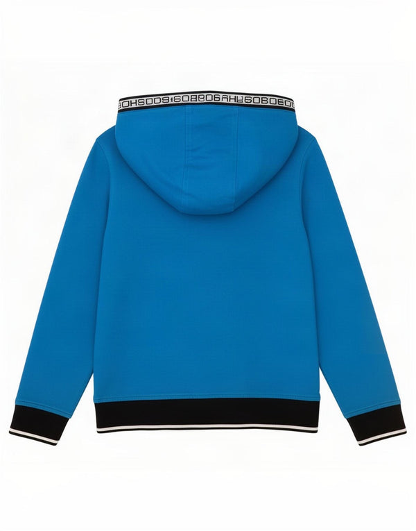 Hugo Boss Jungen-Kapuzenpullover mit Reißverschluss, 5–6 Jahre, blaue Blockfarben-Baumwolle
