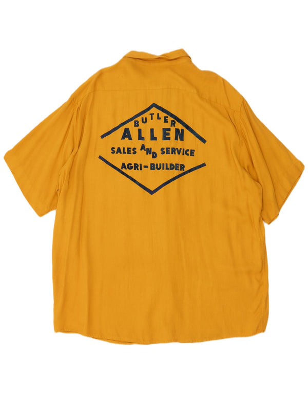 Vintage mujer gráfica manga corta camisa Reino Unido 22 3XL Amarillo