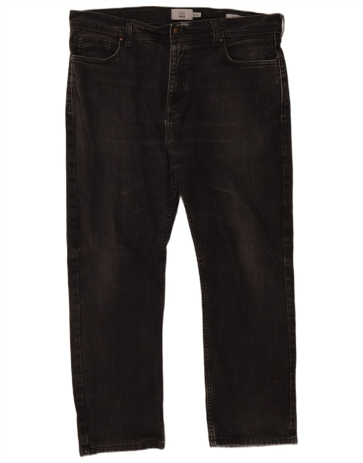 Męskie jeansy Marks & Spencer Regular Straight W38 L29 Czarne bawełniane