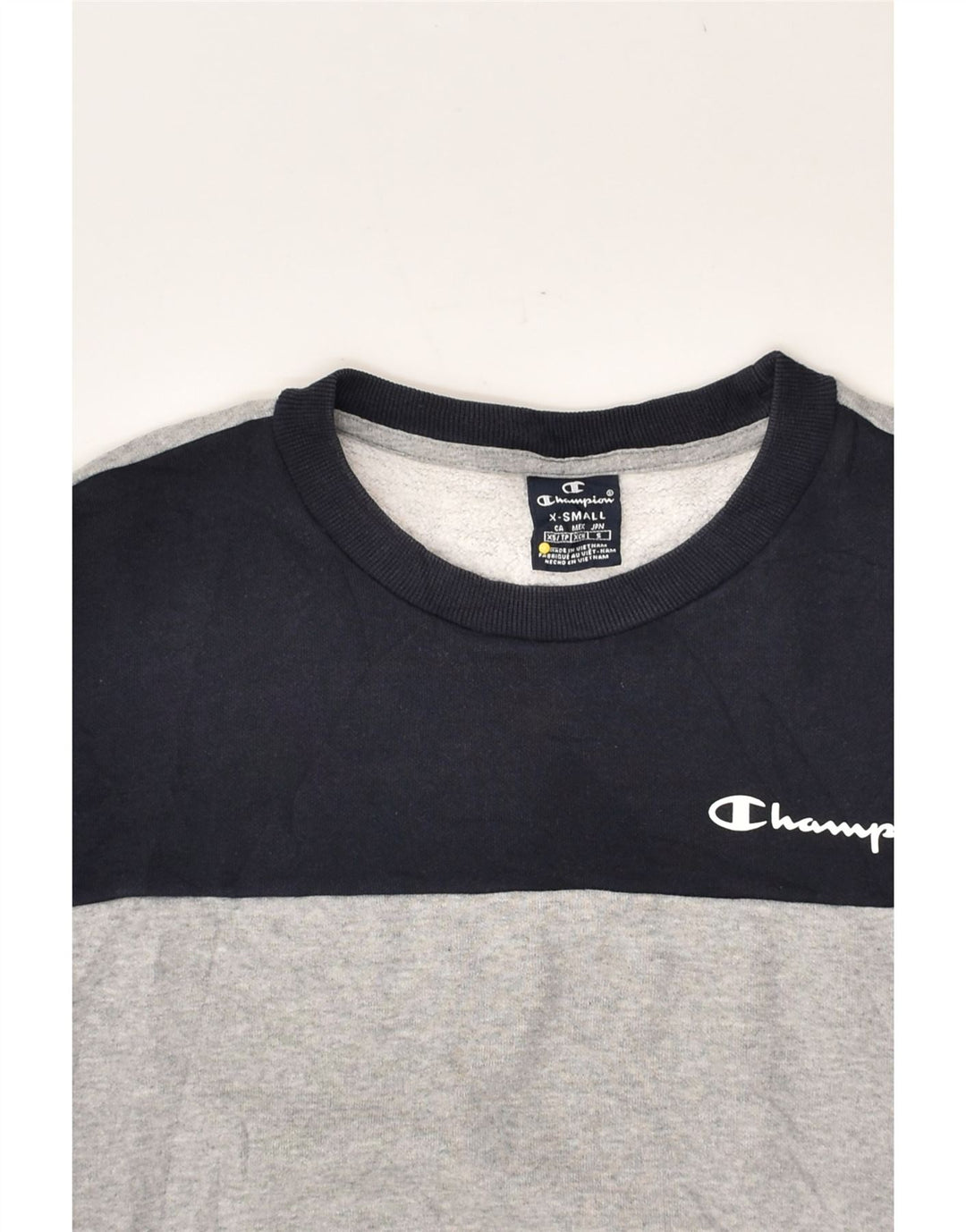 CHAMPION Womens Oversized Graphic Sweatshirt Jumper UK 4 XS Grey | Vintage Champion | Thrift | Second-Hand Champion | Used Clothing | Messina Hembry 