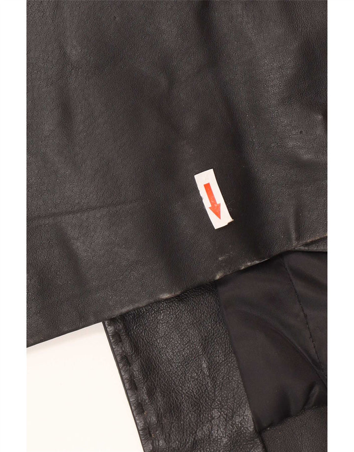Conbipel Womens Leather Coat IT 44 Medium Black Leather