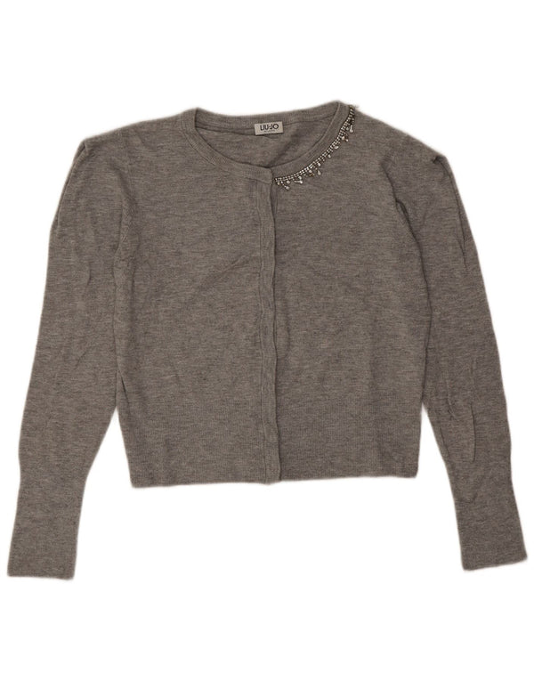 Maglione cardigan corto da donna Liu Jo UK 12 Grigio medio