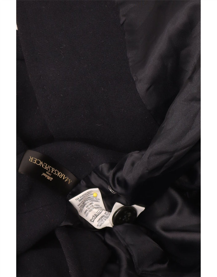 Marks & Spencer Γυναικείο παλτό με διπλό στήθος UK 10 Small Black Wool
